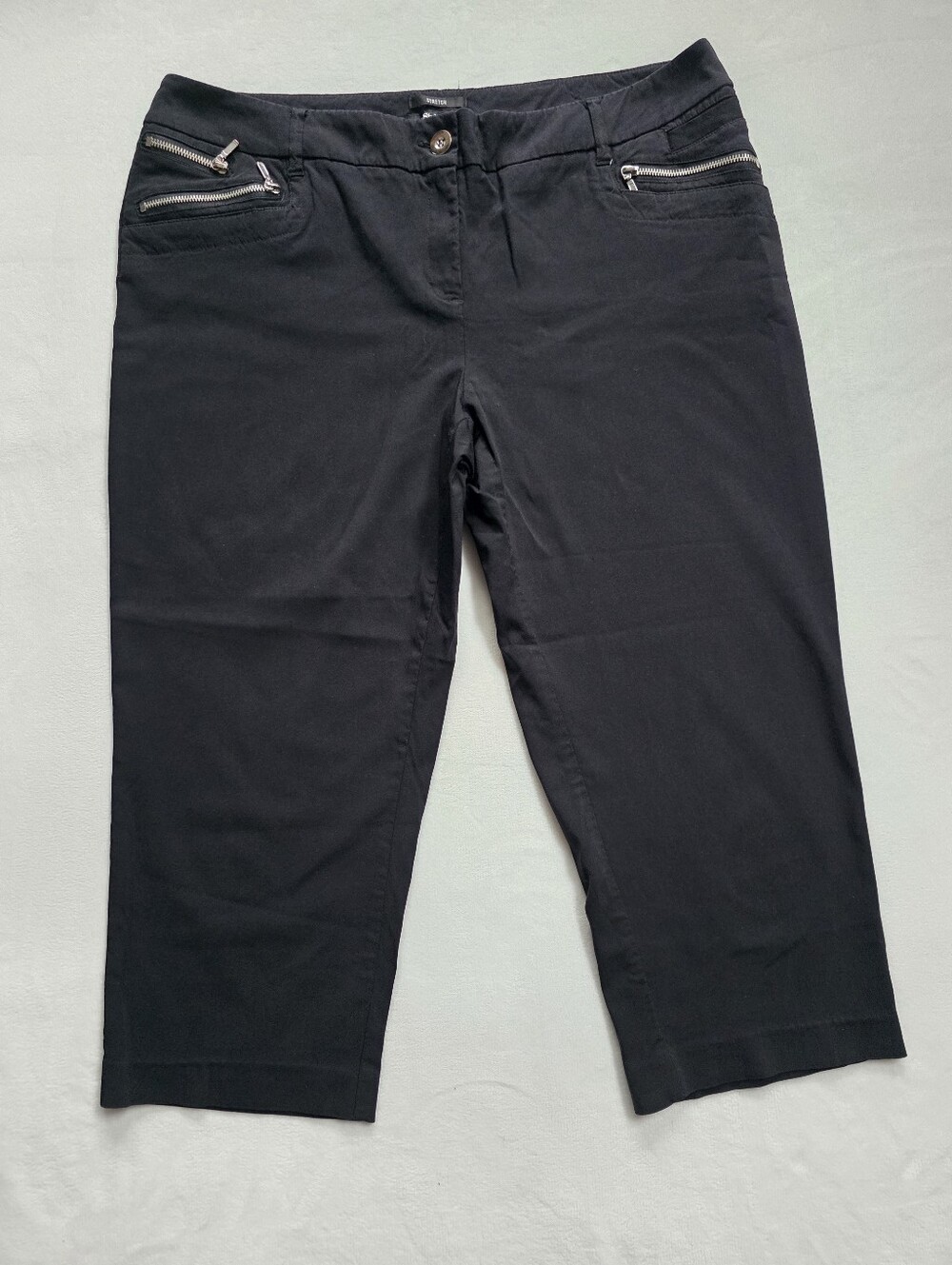 Style & Co. Black Stretch Cropped Pants Size 18 Silver Zipper Pockets